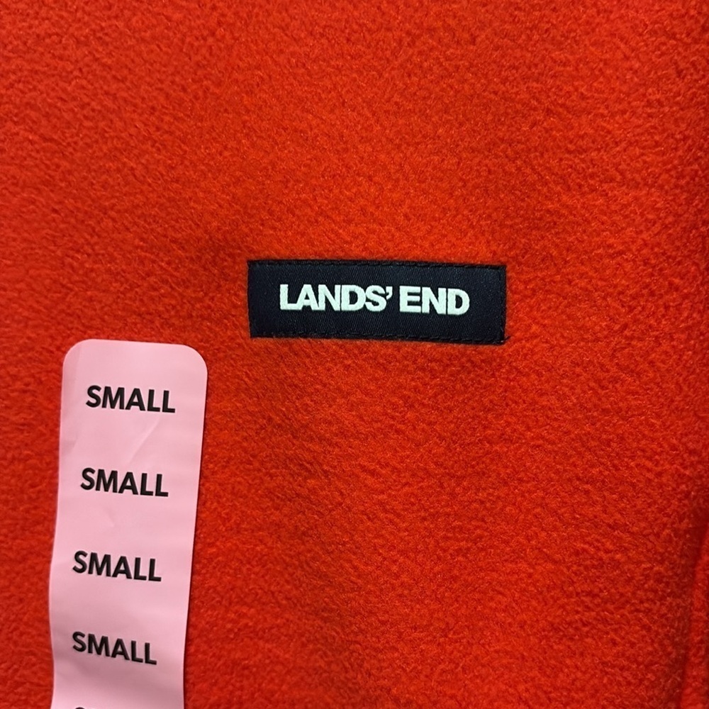 Lands' End - ladies grid Fleece Zip Up Jacket. Size Small. NWT. Orange - Picture 4 of 16